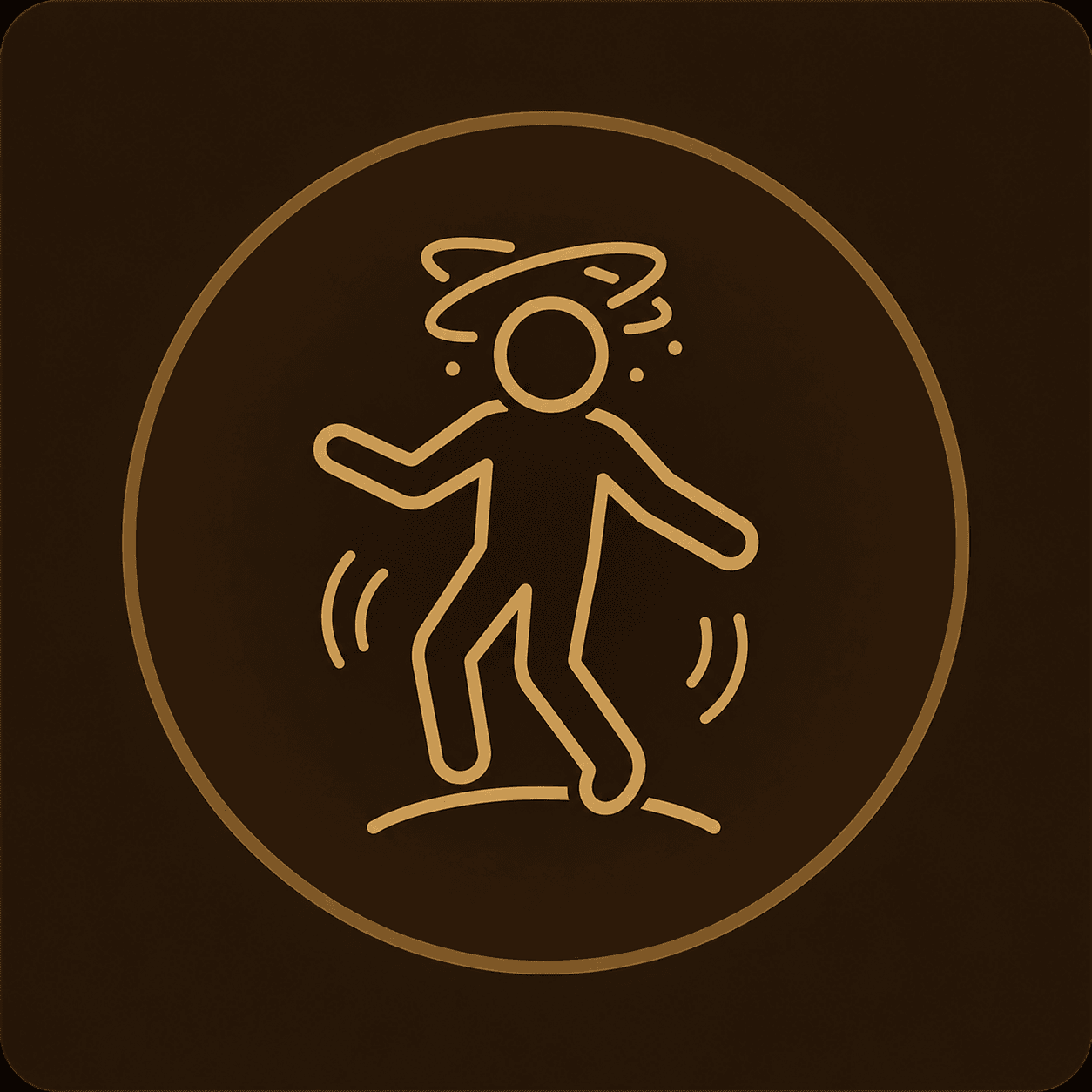 Icon of a figure swaying off balance, representing dizziness