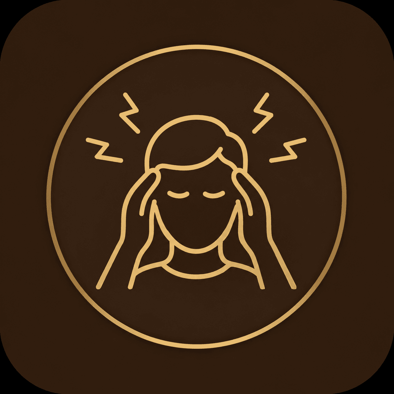 Icon of a person holding their head, representing headaches